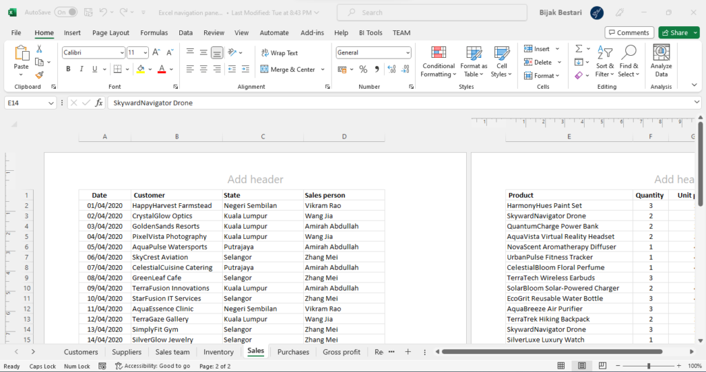 excel page layout view